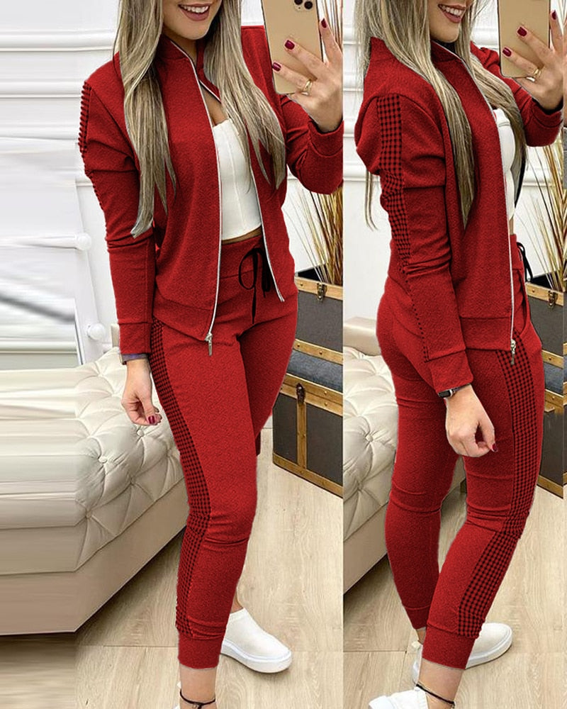 Trend Leopard 2 Two Piece Set Women Outfits Activewear Zipper Top Leggings Women Matching Set Tracksuit Female Outfits for Women - Executive-Skincare