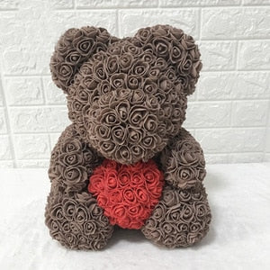 25/40CM Teddy Rose Bear Artificial Flowers Rose Bear for Women Valentines Day Wedding Birthday Christmas Gift Box Home Decor - Executive-Skincare