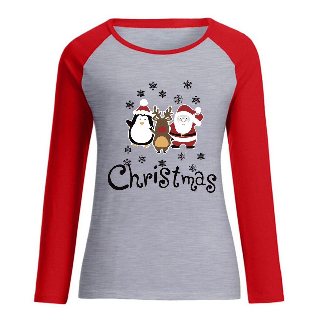 2020 Merry Christmas Funny Santa Claus Printing Women's T Shirt Fashion Oversized Raglan Long Sleeve Top Women Christmas Clothes - Executive-Skincare