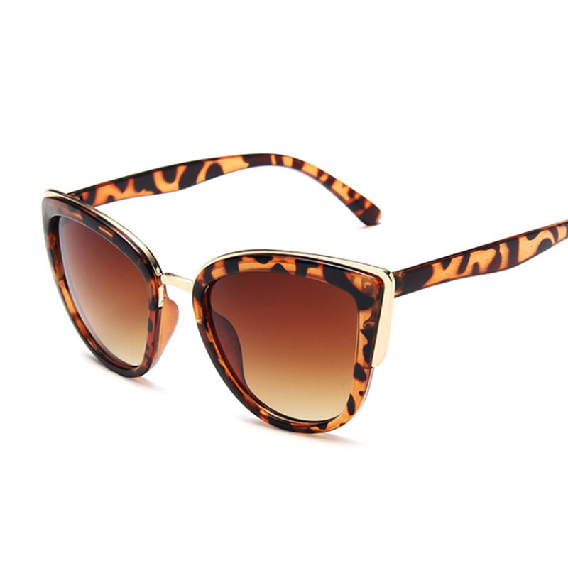 Vintage Cat Eye Sunglasses Women Fashion Brand Designer Sunglasses Female Sexy Leopard Cateyes Black Gradient Oculos De Sol - Executive-Skincare