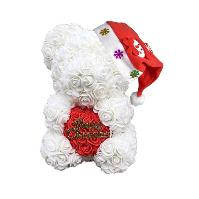 Christmas Gift for Kids&amp;women Artificial PE Rose Teddy Bear of Roses with Crown Valentine&#39;s Day Wedding Love Xmas Gifts for Girl - Executive-Skincare