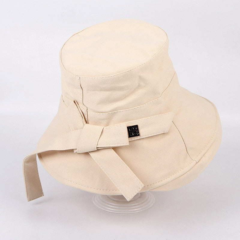 Panama 2022 Summer Black Bow Bucket Hat Women Fashion Korea Bob Cotton gorro pescador mujer Sun Hat Fishing Cap Chapeu Pescador - Executive-Skincare