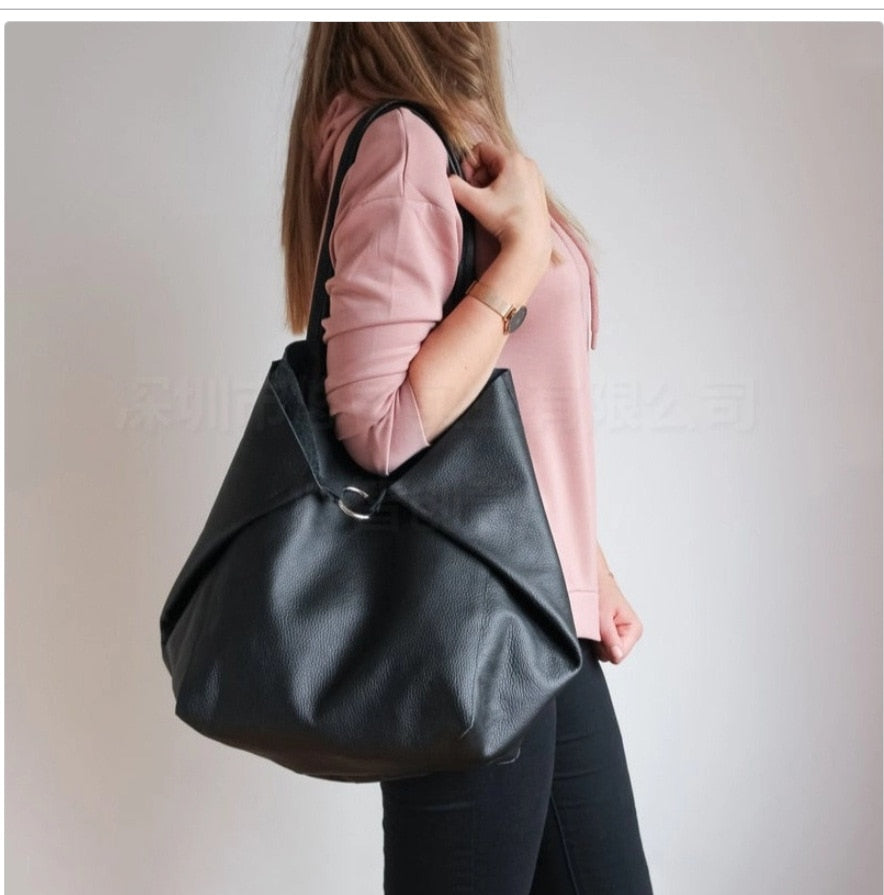 2022 Luxury Soft Pu Leather Hand Bags Big Tote Retro Lady Shopper Purses Casual Over Large Women Shoulder Bags Designer Handbags - Executive-Skincare