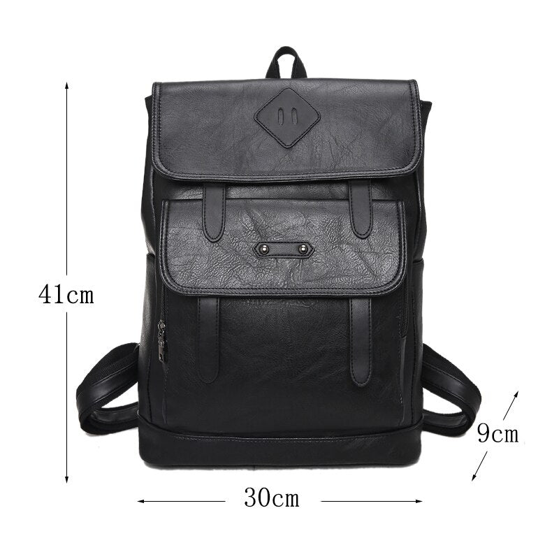 Unisex Vintage Retro Backpack New Designer PU Leather Man Girls Teenager Backpacks Schoolbag Large Capacity Mens Student Bag Sac - Executive-Skincare