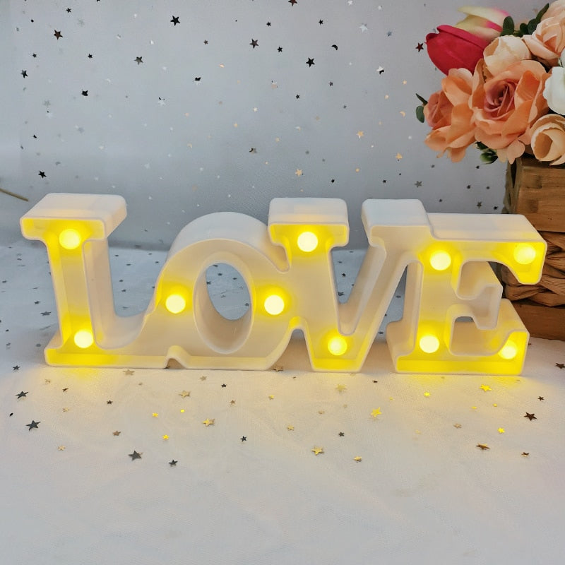 Love Heart LED Letter Lamp Wedding Romantic Red Pink Night Light Ornament Birthday Christmas Home Decoration Valentines Day Gift - Executive-Skincare