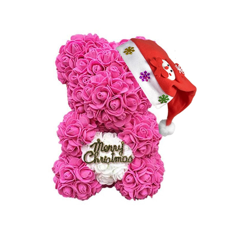 Christmas Gift for Kids&amp;women Artificial PE Rose Teddy Bear of Roses with Crown Valentine&#39;s Day Wedding Love Xmas Gifts for Girl - Executive-Skincare