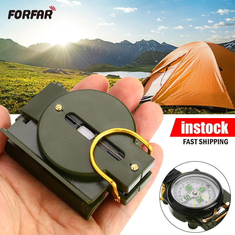 Portable Compass Military Outdoor Camping Folding Len Compass Army Green Hiking Survival Trip Precise Navigation Expedition Tool - Executive-Skincare