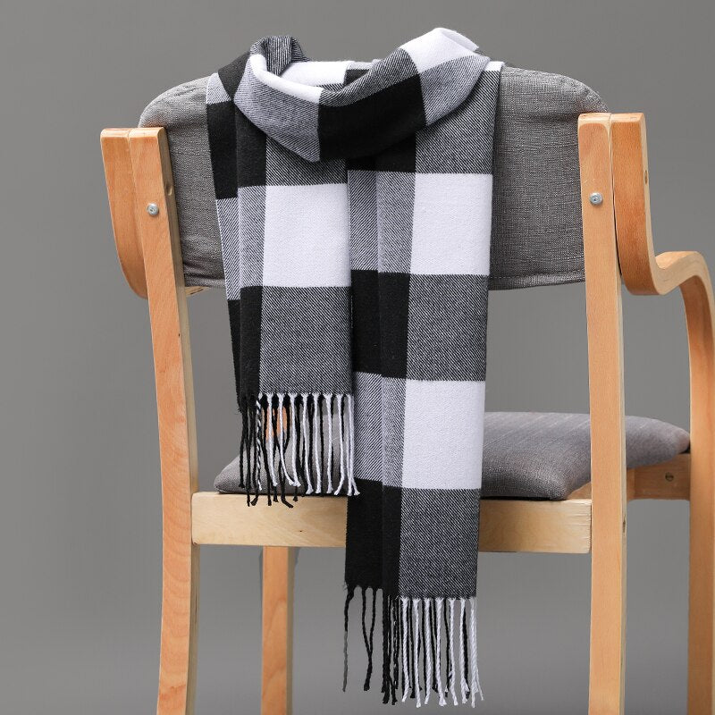 190*35cm Men girls neckwear Unisex children scarf Autumn winter long thick warm all-match Cashmere shawl pashmina muffler wrap - Executive-Skincare