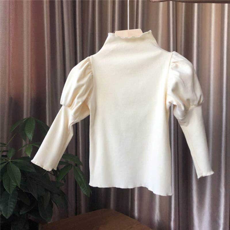 Height 86-135CM 2020 Girls High-Neck Bottoming T-Shirt Children&#39;s Bubble Sleeve Casual Korean Trend Clothing - Executive-Skincare