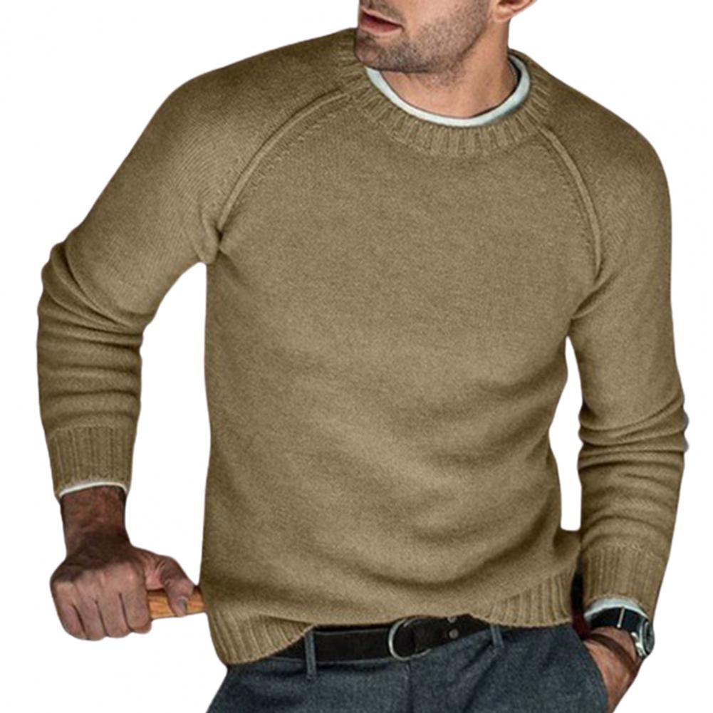 Men Sweaters Office Knitted Pullovers Long Sleeve O Neck Solid Color Jumper Autumn Winter Knitted Sweater Pullover Knit Blouse - Executive-Skincare