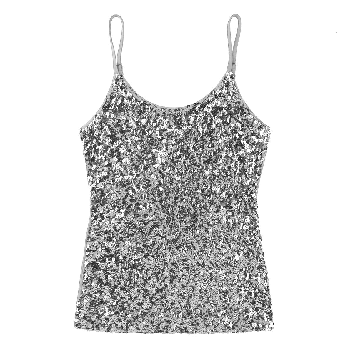 Sequins Women Vest Tops Fashion Shimmer Flashy Embellished Halter Neck Sleeveless Tank Tops for Night Clubwear Stage Performance - Executive-Skincare