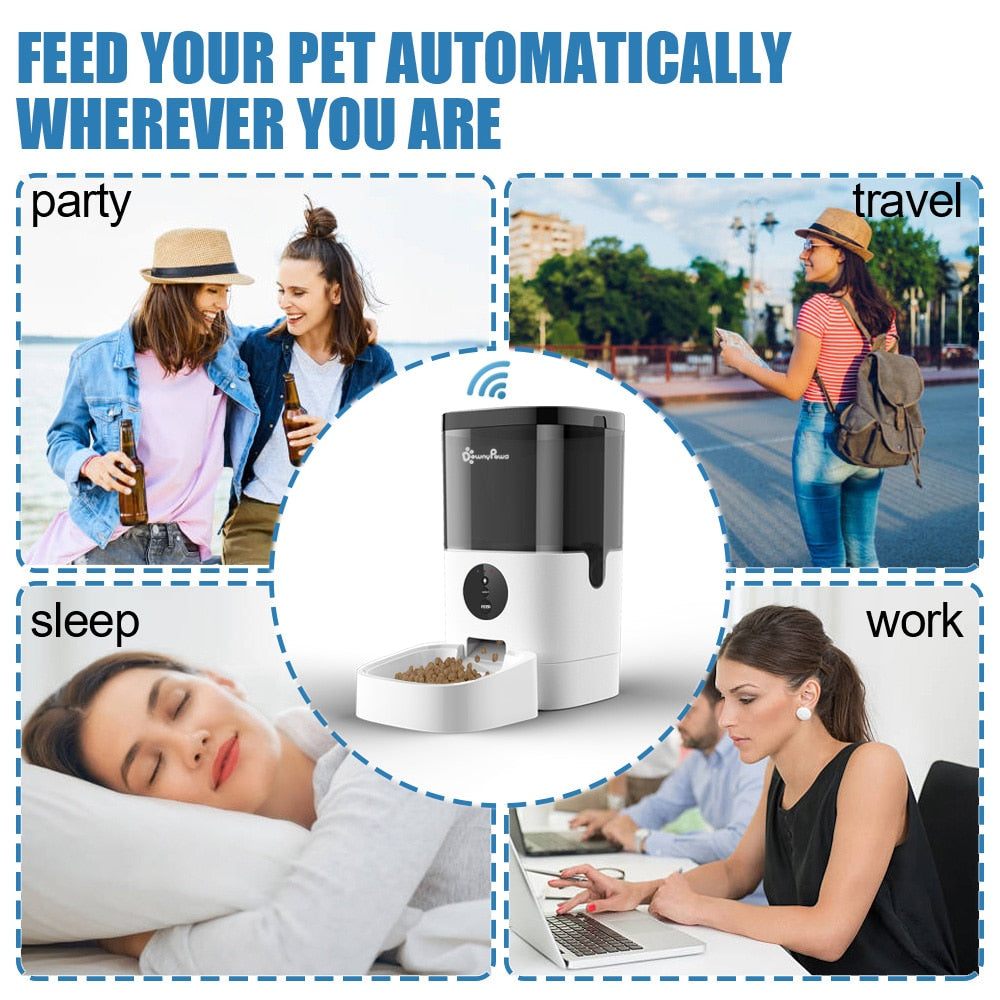 4/6L Automatic Pet Feeder For Cats WiFi Smart Swirl Slow Dog Feeder With Voice Recorder Large Capacity Timing Cat Food Dispenser - Executive-Skincare