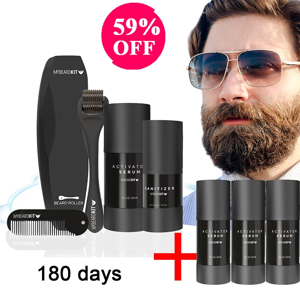 Beard Growth Kit For Men Organic Beard Oil For Facial Hair With Comb Moustache Care Set 2021 Hot Gift Man Dad Boyfriend Husband - Executive-Skincare