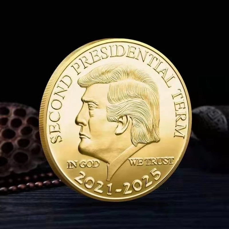 1PCS Gold Sliver US Donald Trump Commemorative Coin &quot;Second Presidential Term 2021-2025 IN GOD WE TRUST&quot; - Executive-Skincare