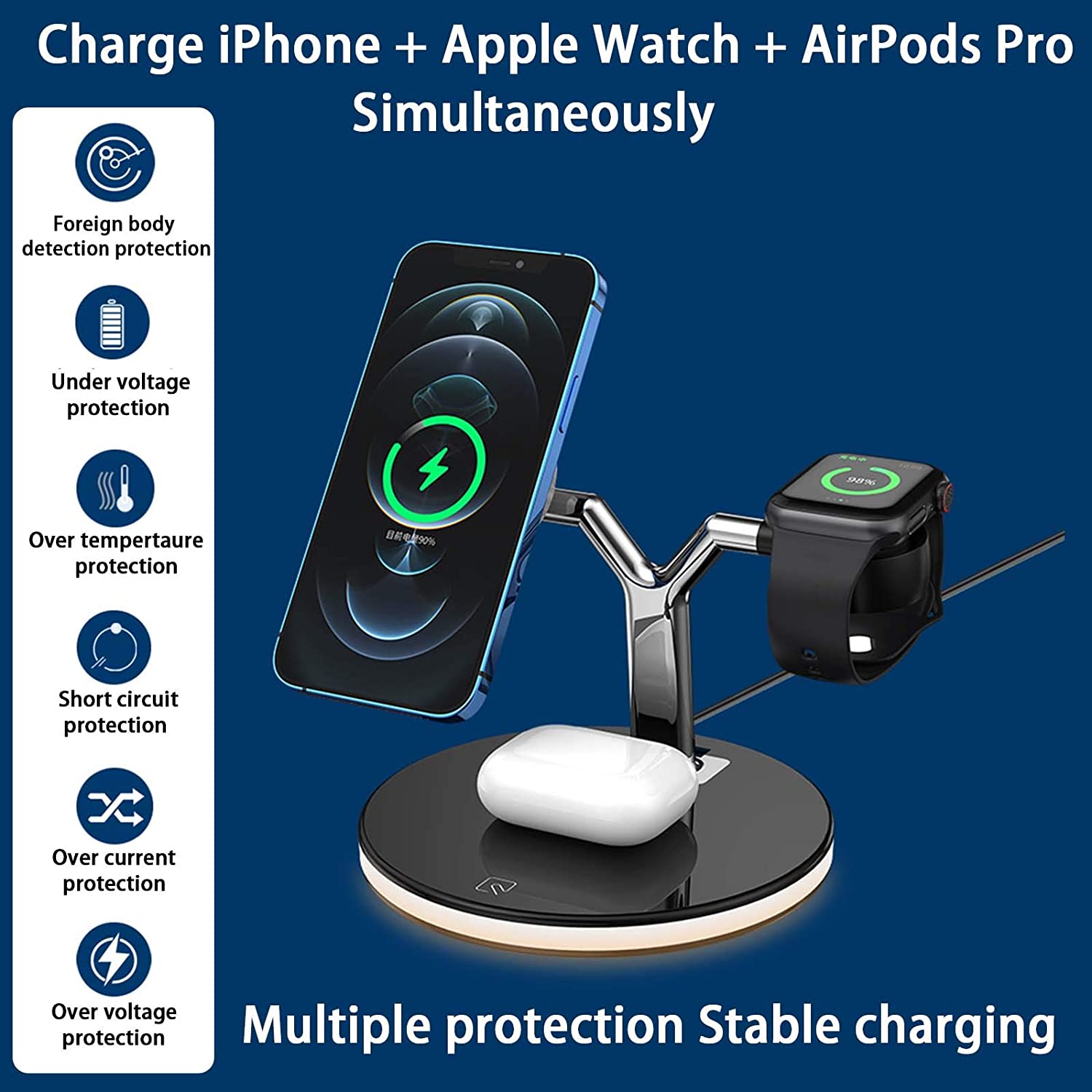 25W 3 in 1 Magnet Qi Fast Wireless Charger For Iphone 12 Mini Pro MAX Charging Station For Apple Watch 6 5 4 3 2 1 AirPods Pro - Executive-Skincare