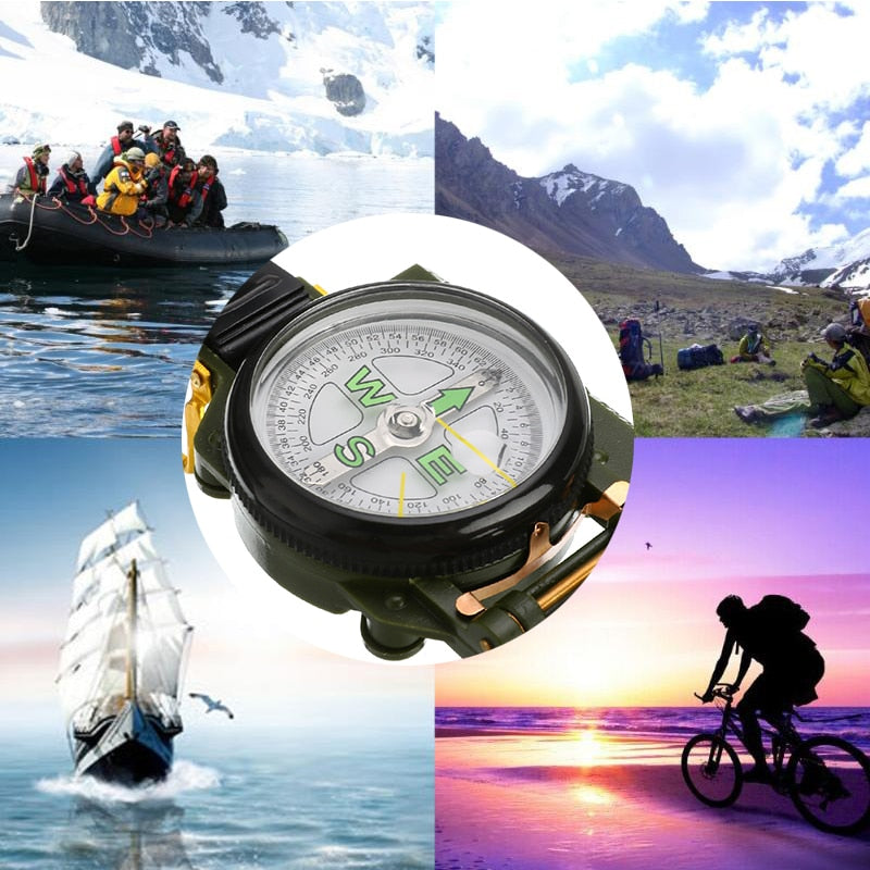 Portable Compass Military Outdoor Camping Folding Len Compass Army Green Hiking Survival Trip Precise Navigation Expedition Tool - Executive-Skincare