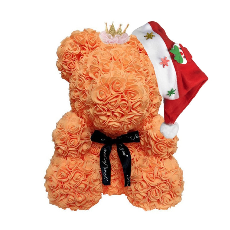 Christmas Gift for Kids&amp;women Artificial PE Rose Teddy Bear of Roses with Crown Valentine&#39;s Day Wedding Love Xmas Gifts for Girl - Executive-Skincare