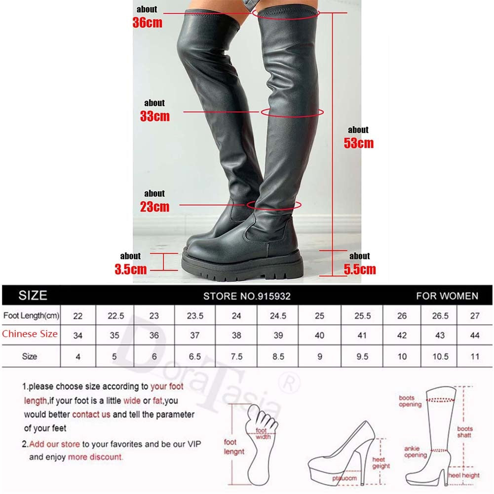 DORATASIA Brand New Female Platform Thigh High Boots Fashion Slim Chunky Heels Over The Knee Boots Women Party Shoes Woman - Executive-Skincare