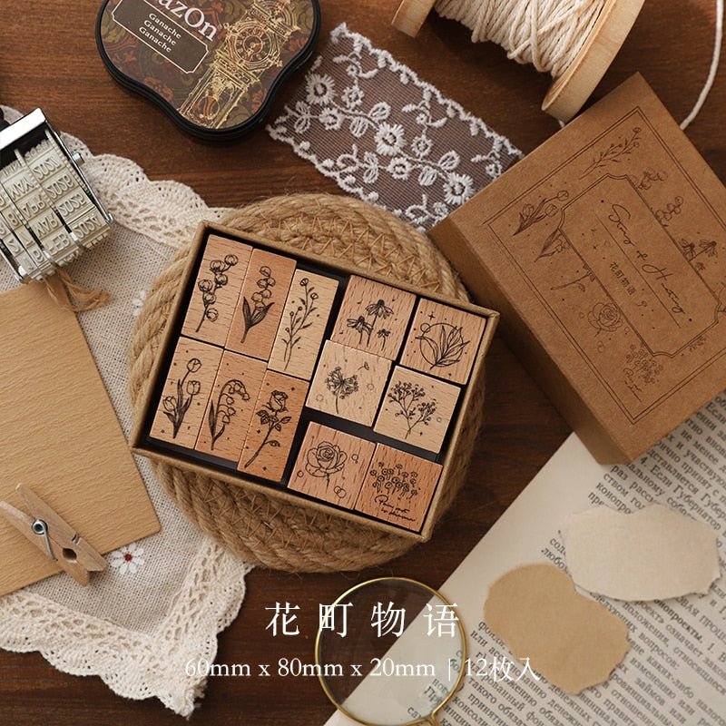 Jenny Chinese Character Number  Universe Flower Week Wooden Rubber Stamp Scrapbooking Deco DIY Craft Standard Wooden Stamps - Executive-Skincare