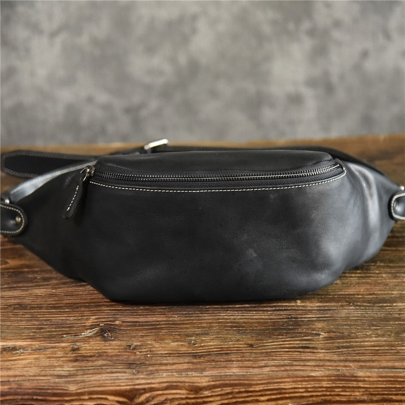 PNDME high quality cowhide simple vintage chest bag genuine leather men&#39;s shoulder messenger belt bag casual sports waist packs - Executive-Skincare