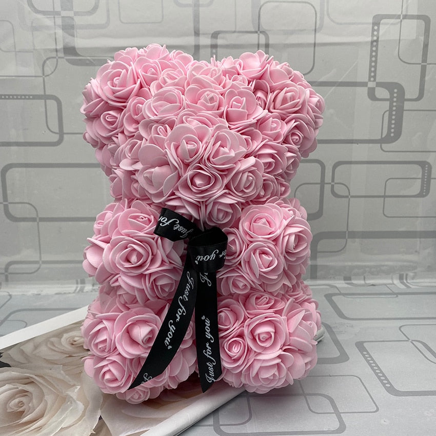 25 cm high roses bear Valentine&#39;s Day teddy bears 14 colors Holiday High-grade DIY gifts Christmas gift wedding decoration - Executive-Skincare