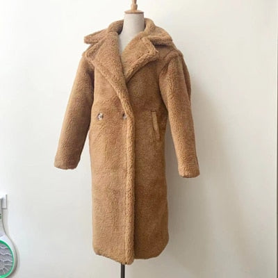 2021new teddy coat faux fur long coat women lamb fur coat thick coat oversized outwears - Executive-Skincare