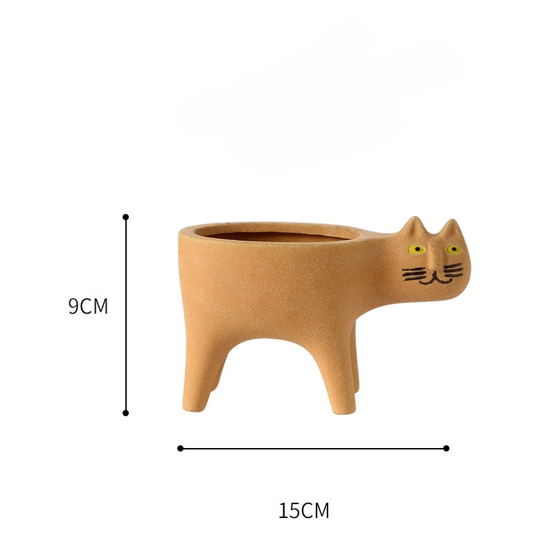 Cartoons Cat Flowerpot Animal Ceramic Flowerpot Cute Vase Cactus Succulent Plants Potted  Flower Arrangement Home Decoration - Executive-Skincare