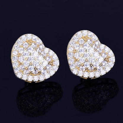 Heart-shaped Earring White Color Full Cubic Zircon Women Fashion Hip Hop Jewelry for Gift 14MM - Executive-Skincare