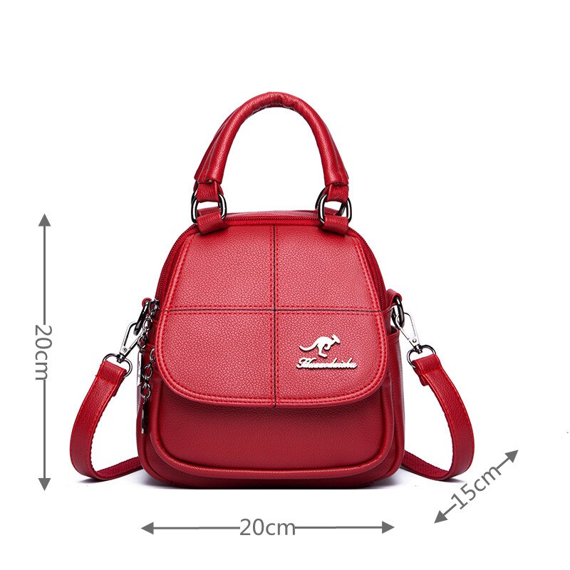 High Quality Solid Color Leather Women Backpacks Casual Rucksack Concise Backpack College Travel School Shoulder Bags Knapsack - Executive-Skincare