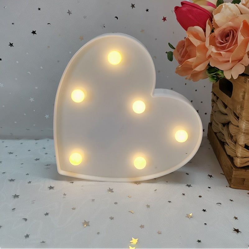 Love Heart LED Letter Lamp Wedding Romantic Red Pink Night Light Ornament Birthday Christmas Home Decoration Valentines Day Gift - Executive-Skincare