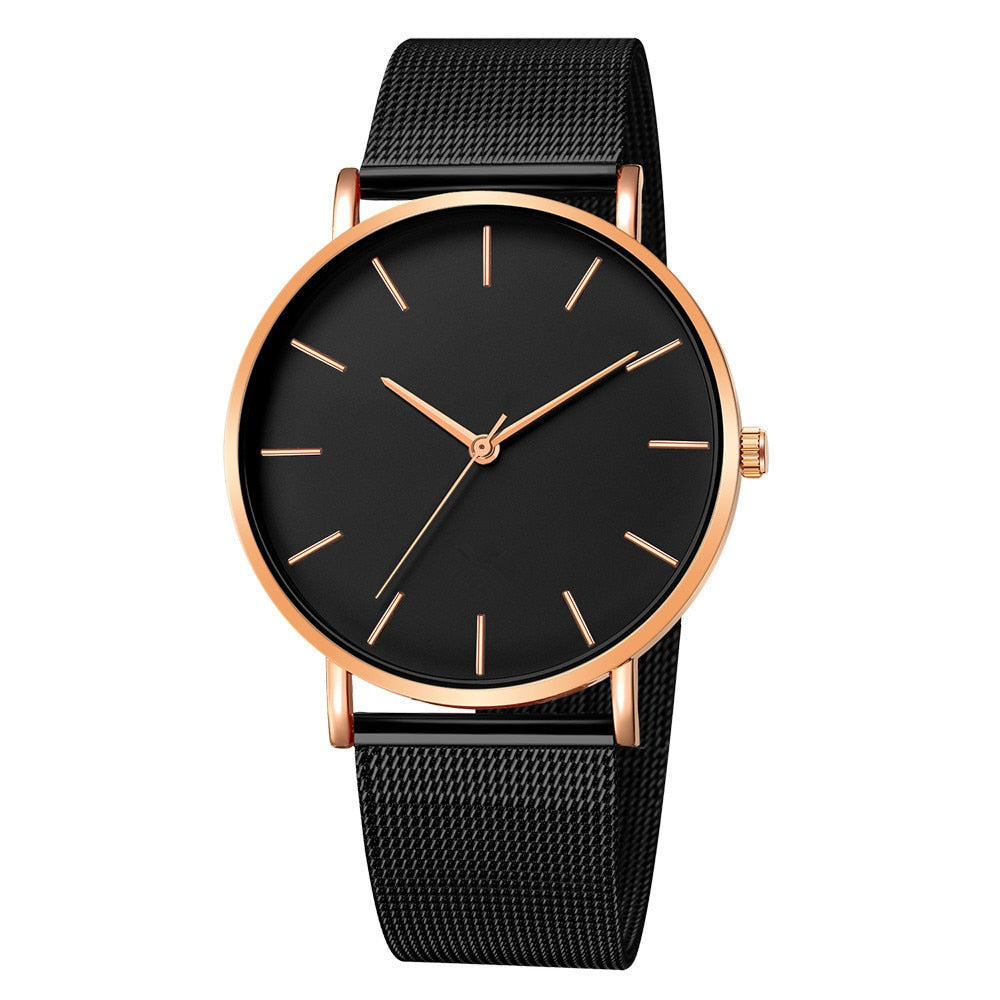 Men Watch Quartz Casual Watches Simple Metal Hour Reloj Quartz Watch Montre Mesh Stainless Steel erkek kol saati masculino clock - Executive-Skincare