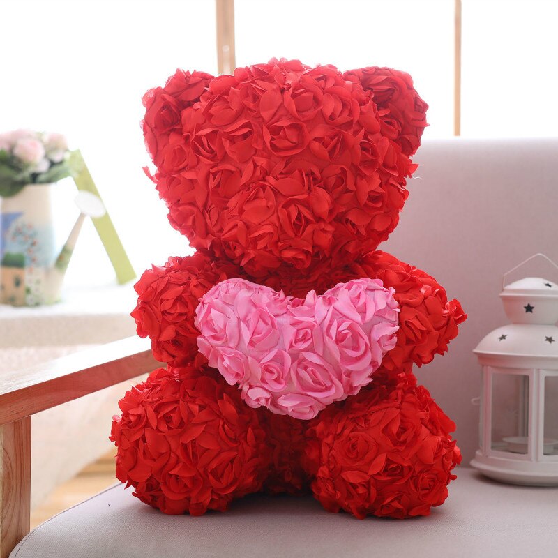 40cm Beautiful Rose Bear Plush Toys Women Valentine&#39;s Day Gift Soap Foam Artificial Plush Teddy Bear Doll Girlfriend Xmas Gift - Executive-Skincare