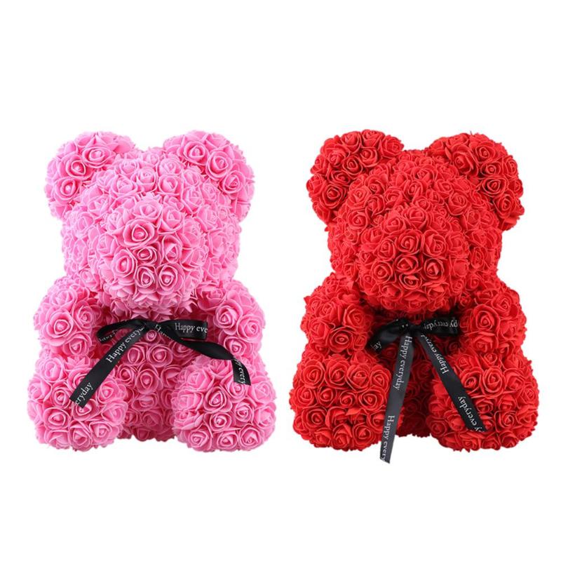 24cm Red Rose Bear Teddy Bear Flower Artificial Decoration Christmas Women Girlfriends Valentine&#39;s Day Wedding Romantic Gift Toy - Executive-Skincare