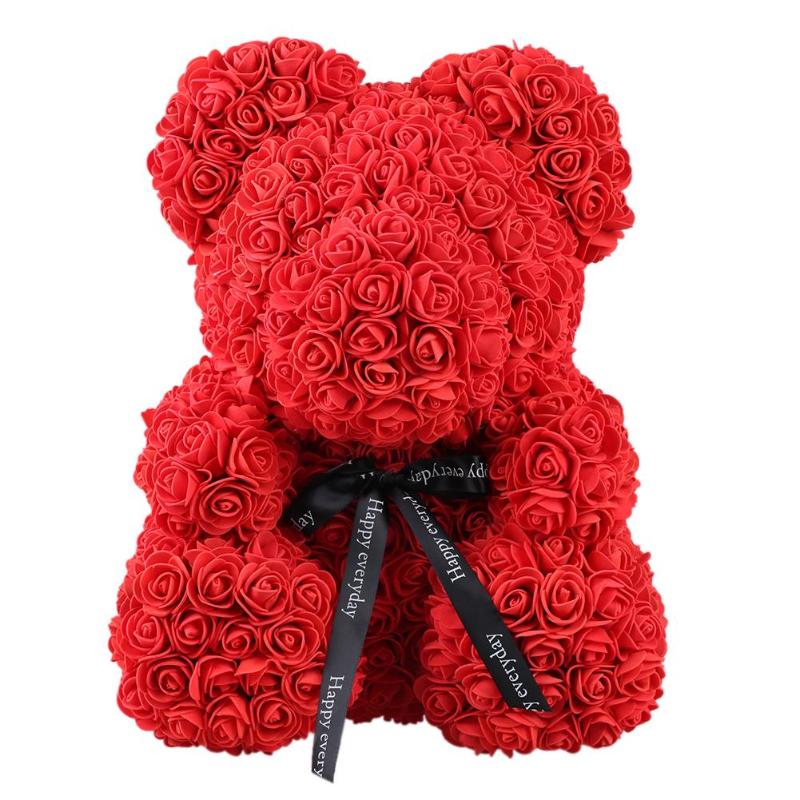 24cm Red Rose Bear Teddy Bear Flower Artificial Decoration Christmas Women Girlfriends Valentine&#39;s Day Wedding Romantic Gift Toy - Executive-Skincare