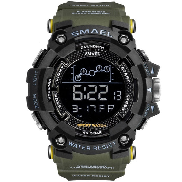 SMAEL Mens Watch Military Waterproof Sport WristWatch Digital Stopwatches For Men 1802 Military Electronic Watches Male Clock - Executive-Skincare