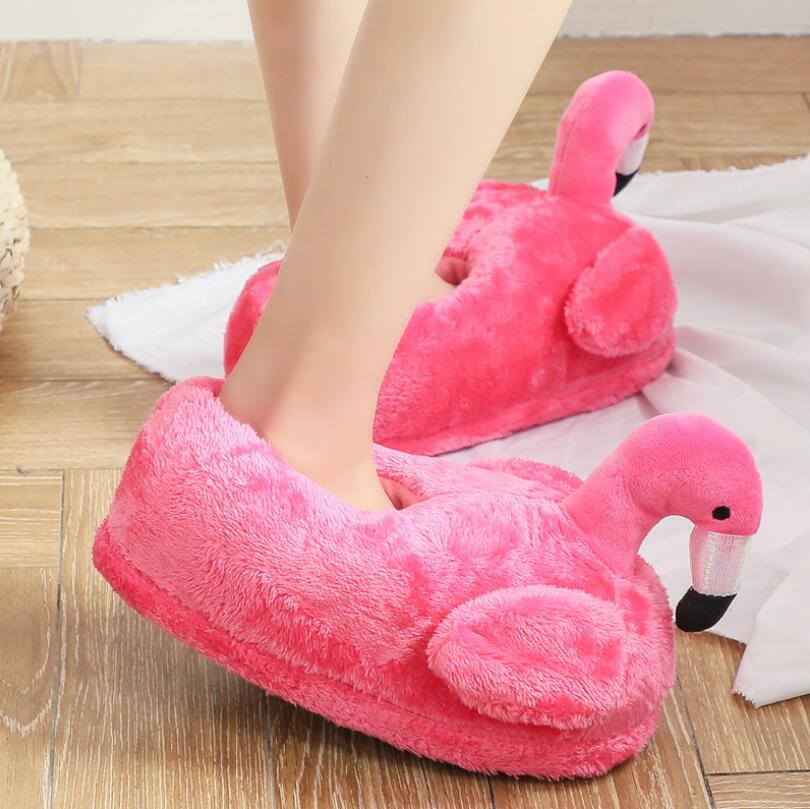 Winter lovely Home Slippers Chausson Shoes Women Flamingo slippers pantuflas unicornio pantoufle femme Warm Cotton Shoes hy24 - Executive-Skincare