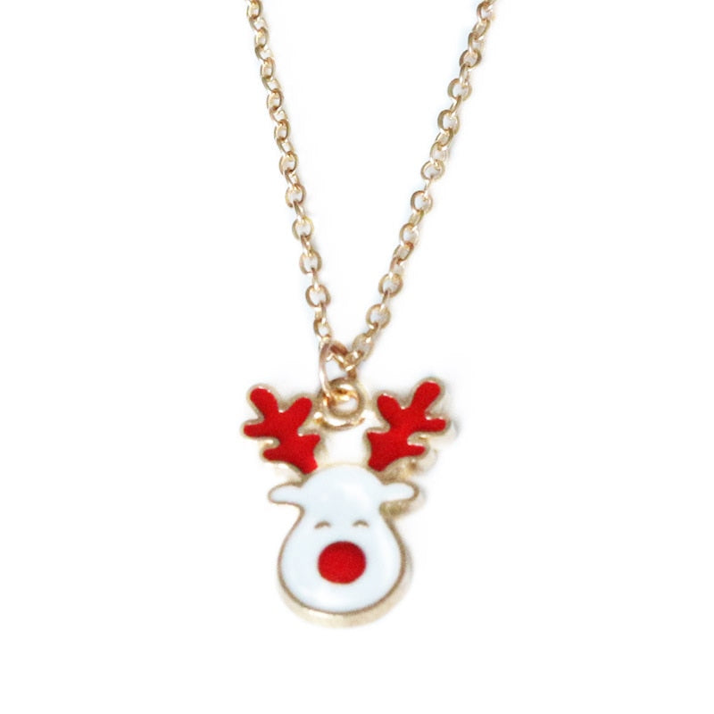 Cartoon Elk Pendant Necklace For Women Short Chain Design Christmas Collar Patry Neck Accessories Christmas Gifts - Executive-Skincare