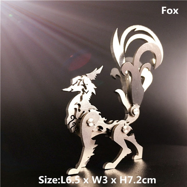 3D Metal Model Chinese Zodiac Dinosaurs western fire dragon  DIY Assembly models Toys Collection Desktop For Adult Children - Executive-Skincare