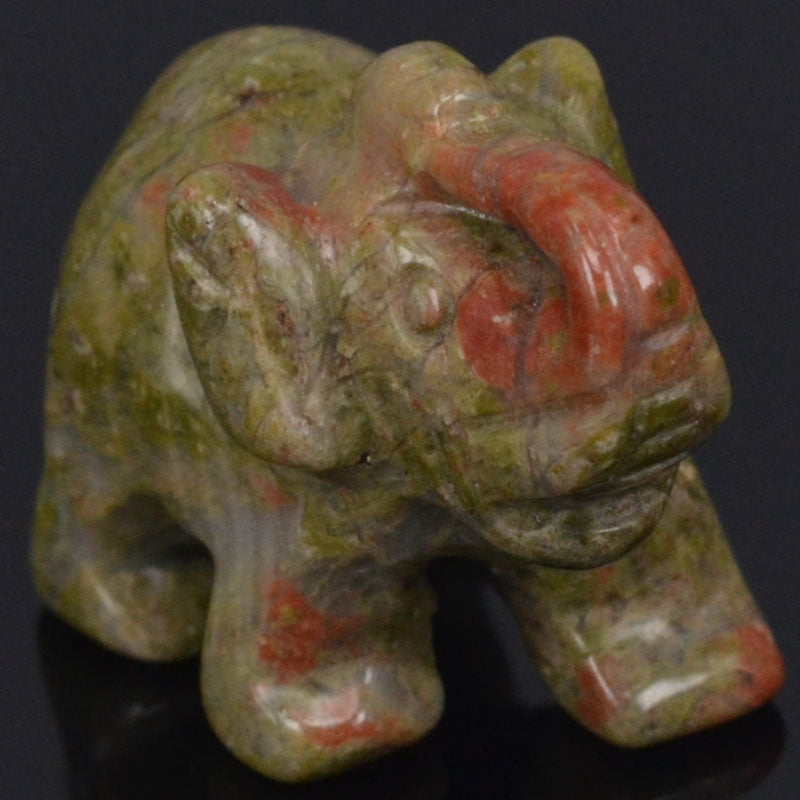 1.5&quot; Natural Unakite Elephant Carved Figurine Stone Chakra Healing Reiki Stone Feng Shui Crafts - Executive-Skincare