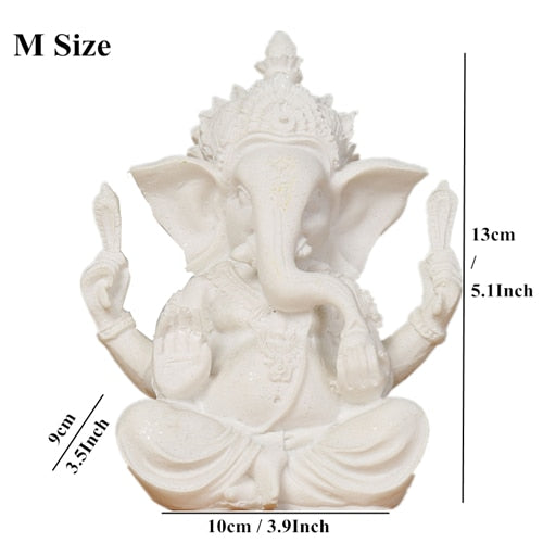 VILEAD Sandstone Indian Ganesha Elephant God Statue Religious Hindu Elephant-Headed Fengshui Buddha Sculpture Home Decor Crafts - Executive-Skincare