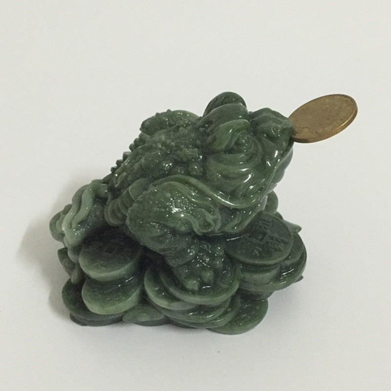 Money Buddha Statues Chinese Feng Shui Coin Three Legged Toad Frog Animal Statue Sculptures Home Decoration Man-made Jade Stone - Executive-Skincare