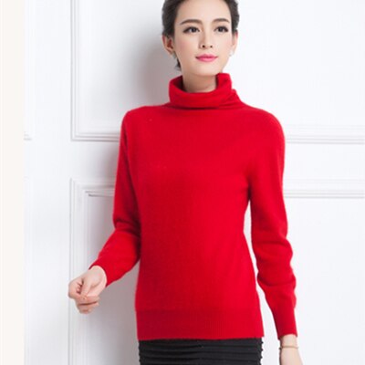 Autumn Winter Women Turtleneck Pullover 100% Pure Mink Cashmere Sweaters Knitted Soft Warm Girl Clothes S-2XL 13 Colors Jumpers - Executive-Skincare