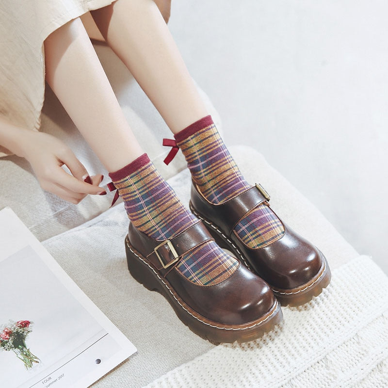 2019 New Arrival Japanese Style Vintage Buckle Mary Janes Shoes Women&#39;S Shallow Mouth Casual Student Leather Shoes Thick Bottom - Executive-Skincare