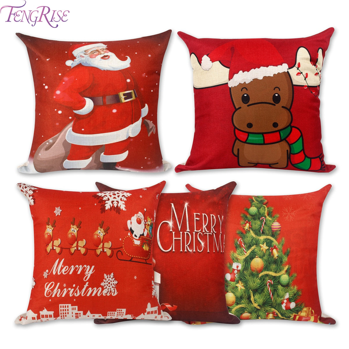 FENGRISE Merry Christmas Decoration For Home Santa Claus Reindeer Pillow Case Christmas 2022 Xmas Navidad Happy New Year 2023 - Executive-Skincare