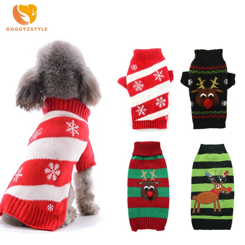 DOGGYZSTYLE Dog Sweater Christmas Clothes Winter Reindeer Hoodies Small Medium Xmas Pet Puppy Jumper Clothing XXS-M - Executive-Skincare