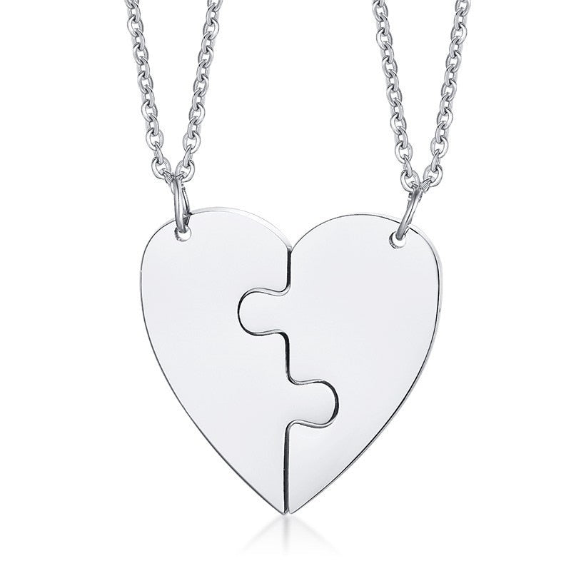 Vnox 2 Best Friends Heart Couple Necklaces Free Custom Engraving Name Love Gifts for Friendship Accessory - Executive-Skincare