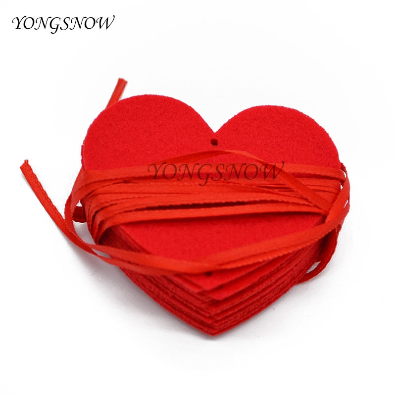 5sets(80pcs) 2 Size Heart Garland With 3m Rope Charm DIY Curtain Felt Non-woven For Home Wedding Party Valentine Decoration - Executive-Skincare