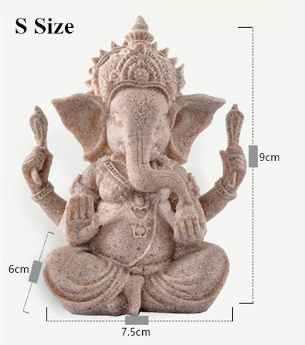 VILEAD Sandstone Indian Ganesha Elephant God Statue Religious Hindu Elephant-Headed Fengshui Buddha Sculpture Home Decor Crafts - Executive-Skincare