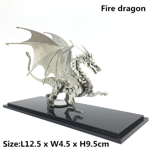 3D Metal Model Chinese Zodiac Dinosaurs western fire dragon  DIY Assembly models Toys Collection Desktop For Adult Children - Executive-Skincare