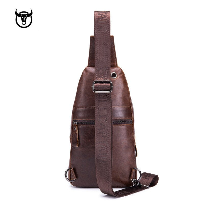 High Quality Men Genuine Leather Chest Bag Cowhide Vintage Chest Back Pack Travel Fashion Cross Body Messenger Shoulder Bag - Executive-Skincare